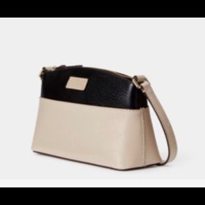 Kate Spade Millie warm beige black leather cross body bag purse NEW Grove Street